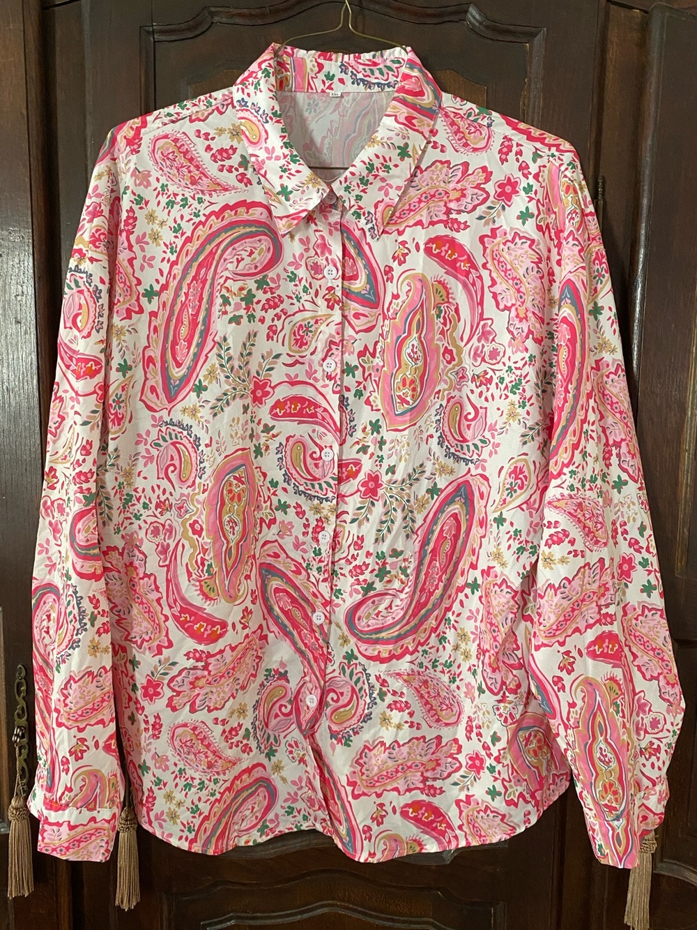 Hot pink paisley blouse XXL bust apx 24 100% poly with a cool feel great colors!